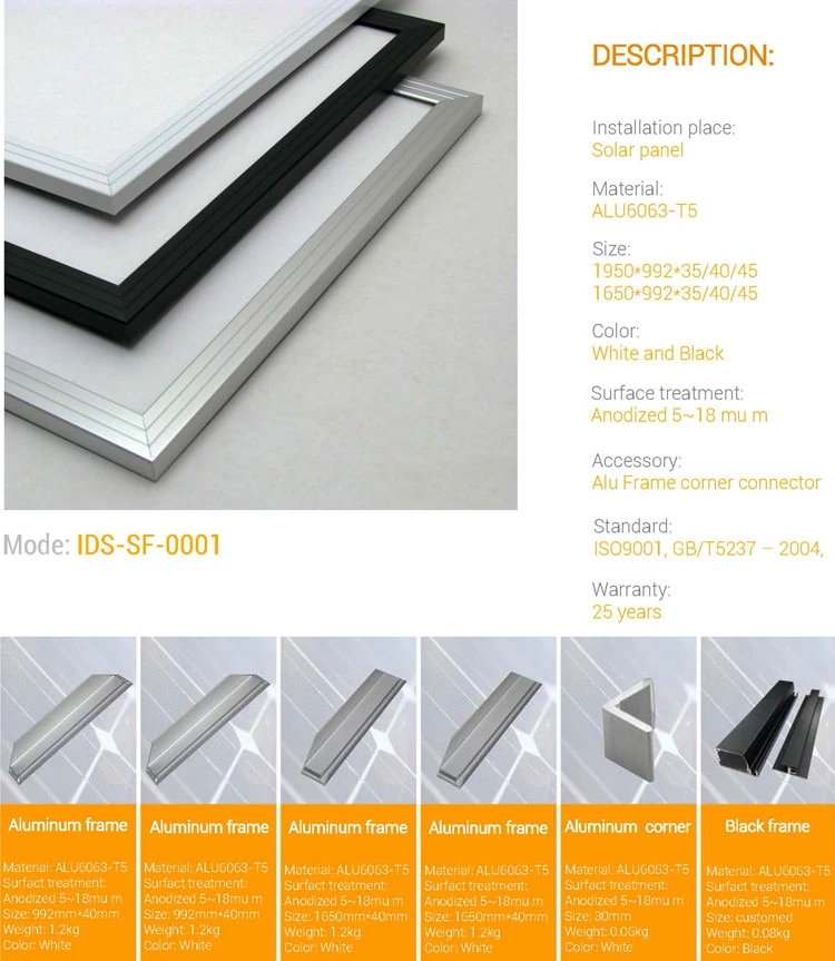 High Quality Solar Panel Frame, Aluminum Solar Panel System.